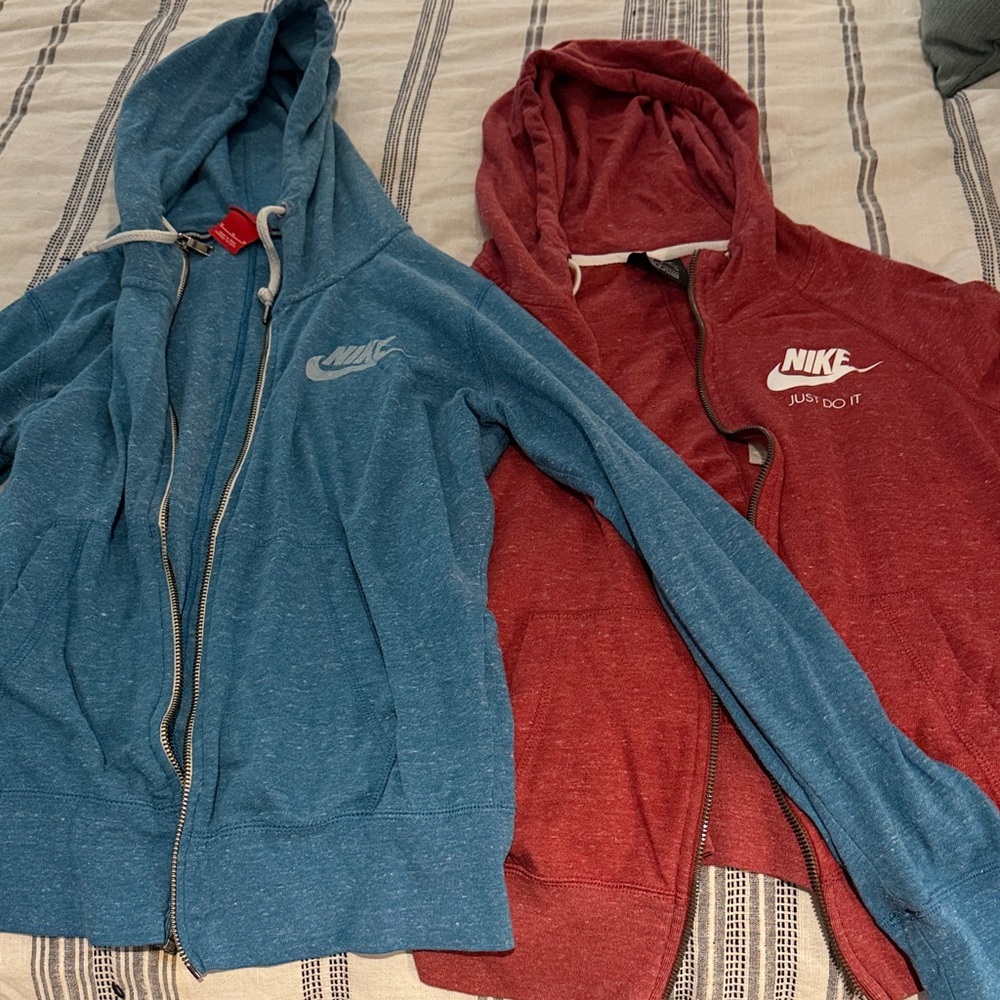 Nike Blue and Red Hoodies
